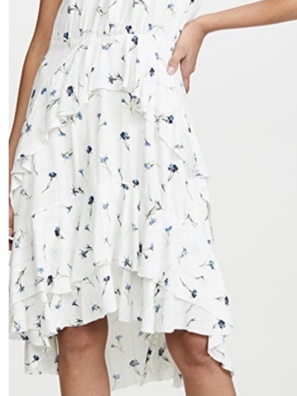 Joie Lamberta Dress High Low Ruffle Hem Halter Porcelain Size 10 Summer White